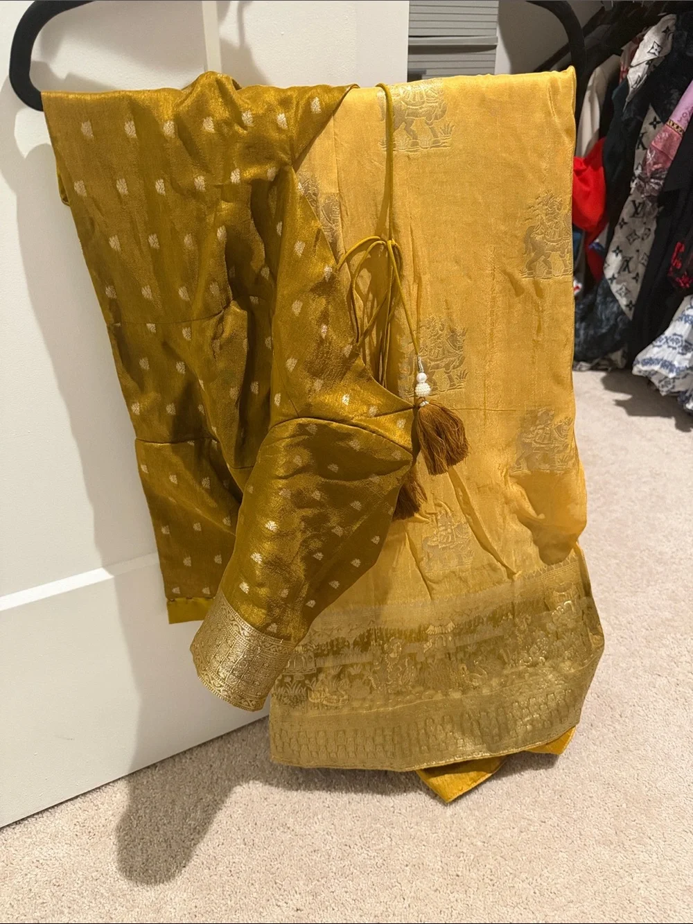 Gold Mustard Maxi Dress with Tassel Detail - Picture 1 of 5